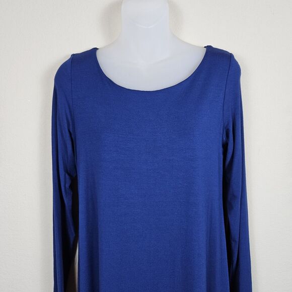 Eileen Fisher Blue Bonnet Ballet Neck Stretch Midi Dress Size Small Pencil Royal - Picture 5 of 14